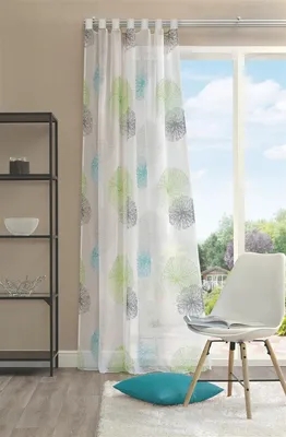 Produktbild von Home Wohnideen Schlaufenschal Voile Bedruckt Seiten Und Abschluss Gesäumt 100% Polyester 145 x 140 cm Rawlins Grün