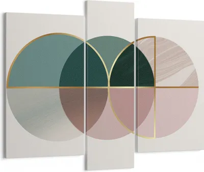 Produktbild von Bild auf Leinwand - Leinwandbild - 3 Teile - Abstraktion Räder Minimalismus - 95x80cm - Wand Bild - Wanddeko - Wandbilder - Leinwanddruck - Bilder - Wanddekoration - Leinwand bilder - CB95x80-4399
