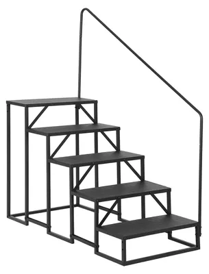 Produktbild von Treppe für Wohnmobil/Wohnwagen - 5-stufige Treppe mit einseitigem Handlauf - Tragbar - Kohlenstoffstahl - Einfacher Einstieg