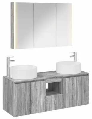 Imagen del producto de vidaXL Juego de 4 armarios para baño, color gris Sonoma, fabricados en material de imitación madera