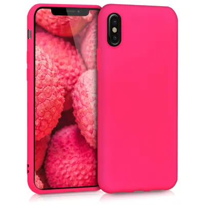 Produktbild von kwmobile Hülle kompatibel mit Apple iPhone X Hülle - weiches TPU Silikon Case - Cover geeignet für kabelloses Laden - Neon Pink