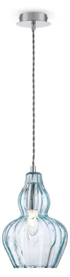 Immagine prodotto di Sospensione Contemporanea Eustoma Metallo Nichel 1 Luce Diffusore Vetro Blu