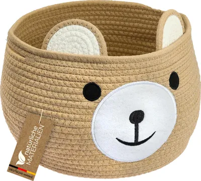 Produktbild von HMF Aufbewahrungskorb mit Griffenfür Kinderzimmer aus Baumwolle Bär Honig