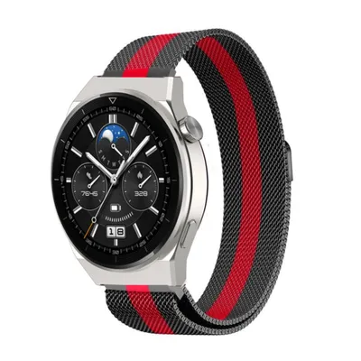 Produktbild von Strap-it Milanese - Kompatibel mit Huawei Watch GT 3Armband 46mmHochwertiger Edelstahlhuawei watch elegant Armband mit Magnetverschluss für 22mmArmband Rot