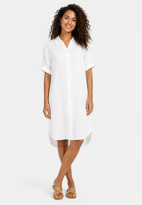 Produktbild von EIGHT 2 NINE Kurzarmkleid Krempelärmel Einfarbig Knopfleiste Modern Größe: L
