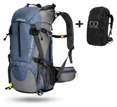 Image de CarryQuest® - Sac à dos 50L en nylon avec housse de pluie, couleur bleu