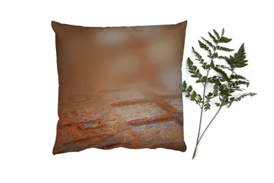 Produktbild von MuchoWow® Zierkissen Sofakissen Wohnzimmer Dekokissen 45x45 cm Rost - Eisen - Industriell - Vintage - Schlafpolster - Polster für das Sofa