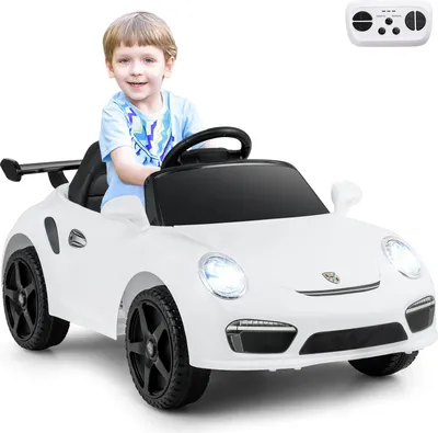Obrázok produktu pre COSTWAY detské elektrické autíčko Porsche, 12V detské elektrické autíčko s diaľkovým ovládaním, hudbou, LED svetlami, klaksónom a 2 rýchlosťami, pre deti 3+Biela