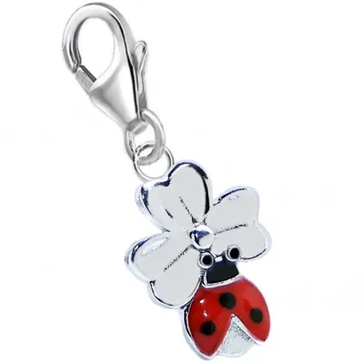 Kleeblatt mit Marienkäfer Charm Anhänger I Glückliche Begleiter

