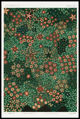 Obrázok produktu pre Plagát s japonským kvetinovým vzorom od G.A. Audsleyho pre obývačku, rozmery 61 x 91,5 cm