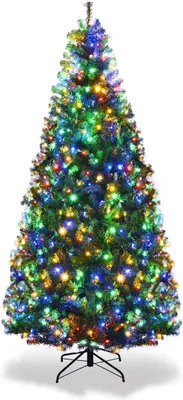 Produktbild von GOPLUS 210cm Künstlich Weihnachtsbaum mit LED-Leuchten farbwechselbar mehrfarbig, Kunsttannenbaum aus PVC Christbaum dekorierter Tannenbaum