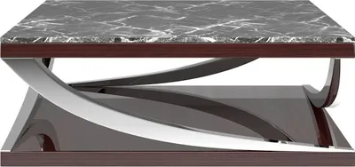 Produktbild von Casa Padrino Luxus Couchtisch Schwarz / Dunkelbraun / Silber 120 x 120 x H. 43 cm - Edler Wohnzimmertisch mit Marmorplatte - Luxus Wohnzimmer Möbel