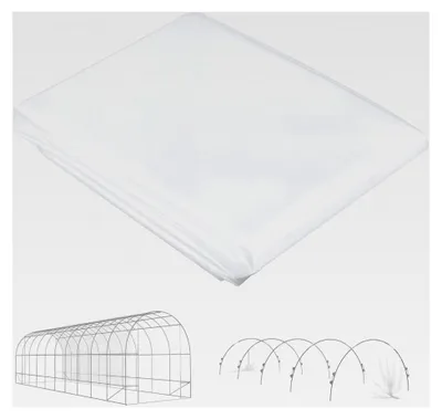 Produktbild von Gewächshausfolie 8x10 m wasserdicht mit UV-Schutz, extra dicke reißfeste Folie aus Kunststoff, Abdeckplane für Treibhaus und Folientunnel, transparent für den Außenbereich