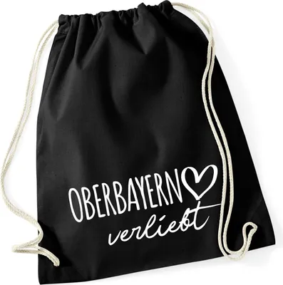 Produktbild von Huuraa Turnbeutel Oberbayern verliebt 12 Liter Black Baumwolle Rucksack Geschenkidee