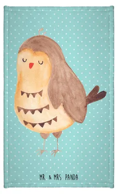 Produktbild von Mr. & Mrs. Panda Handtuch Eule Zufrieden - Türkis Pastell - Geschenk, Baumwollhandtuch, Kleines, gäste wc, Wortspiel Lustig, Waldtier, Klein, Gäste-WC, Hochzeitstag, Owl