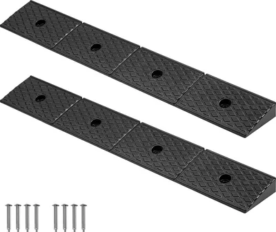 Produktbild von SucceBuy Gummirampe für Bordsteinkanten, 15 Tonnen Tragfähigkeit, 5,08 cm Höhe, strapazierfähige Schwellenrampe mit Entwässerungskanal, geeignet für Rollstühle, Kinderwagen, Motorräder, Autos, Rasenmäher und Anhänger, 2er-Set
