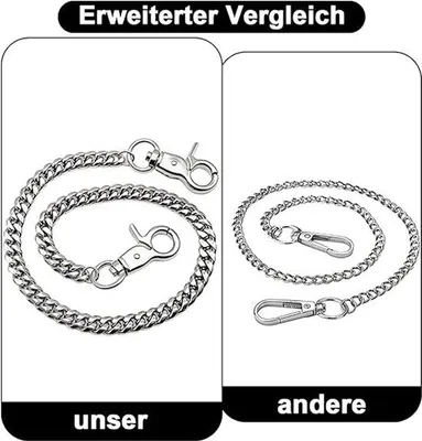 Produktbild von 2 Stück 55 cm Ketten mit Karabinerschließe - silberfarbene gotische Punk-Accessoire - für Damen und Herren