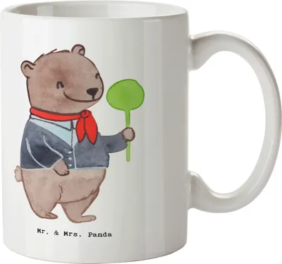 Produktbild von Mr. & Mrs. Panda Becher Zugbegleiterin Herz - Weiß - Geschenk, Tasse, schöne, Kaffeetasse, haferl, Kaffeebecher, Pott
