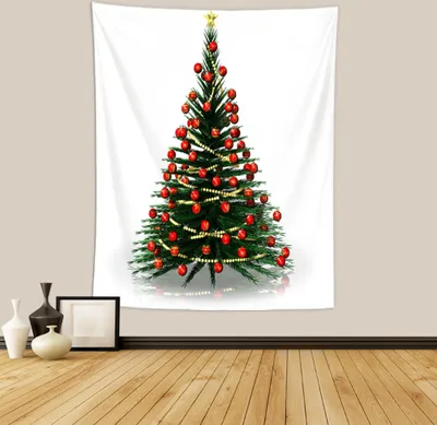 Image de Tapisserie Arbre de Noël, Tapisserie en Polyester Cadeaux Pour Noël Décor, Anniversaire Et Décor De Salle Etc (150x130cm,Couleur 7)