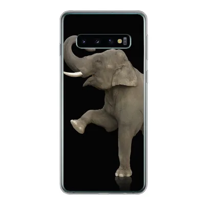 Produktbild von MuchoWow® Handyhülle Schutzhülle Hülle für Samsung Galaxy S10 Elefant - Tiere - Schwarz - Porträt Silikon Softcase Handy Hülle - Handytasche