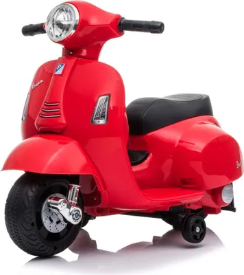 Produktbild von Elektro-Rutschroller Vespa GTS, rot, mit Hilfsrädern, lizenziert, 6-V-Batterie, Ledersitz, 30-W-Motor