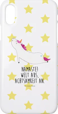 Produktbild von Mr. & Mrs. Panda Iphone 10 Handyhülle Einhorn Yoga - Weiß - Geschenk, Cover, Hülle, Süß, Namaste, X, Witzig, Sport, Unicorn, Einhörner, Handy