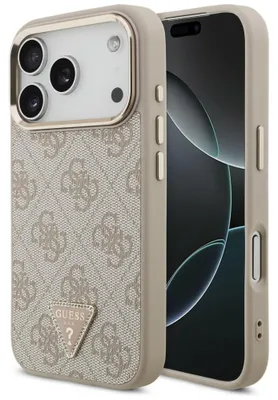 Productafbeelding van Guess telefoonhoesje 4G Triangle Logo MagSafe, geschikt voor iPhone 18 Pro / 17 Pro, roze goud