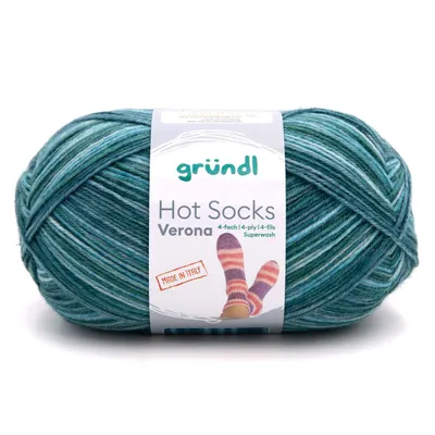 Produktbild von Gründl Sockenwolle Hot Socks Verona 100 g 4-fach jade-türkis-meliert