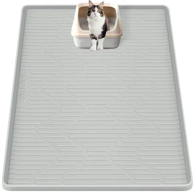 Productafbeelding van Kattenbakmat - Siliconen - 116 x 81 cm - Grijs