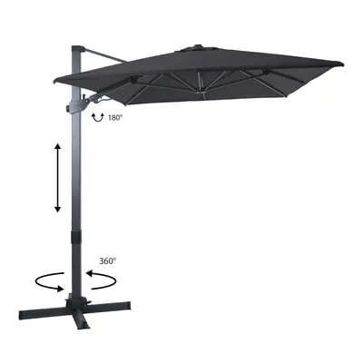 Produktbild von AXI Milad Premium Ampelschirm Rechteakig 200x300 cm in Anthrazit / Grau | Sonnenschirm für Garten / Terrasse mit Aluminium Rahmen | Inkl. Kreuzfuß &