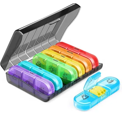 Productafbeelding van Tablettenhouder voor 7 dagen, kleine medicijnbox, vochtbestendig, BPA-vrij