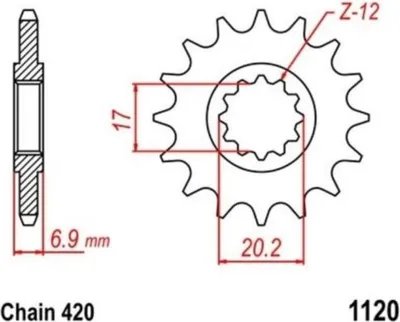 Produktbild von Ritzel 11Z Teilung 420 Aprilia Beeline Beta CPI Fantic Generic Keeway MBK