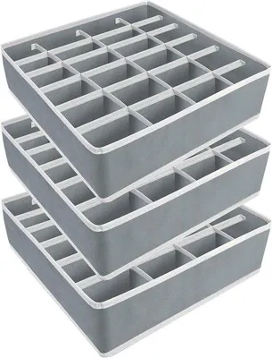 Produktbild von Famanu Ladeorganizer Set 3-teilig mit 24 Fächern - Faltbare Stoffaufbewahrungsboxen für Socken und Krawatten