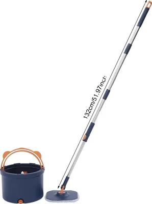 Immagine prodotto di Set mop e secchio, rotazione a 360°, manico regolabile, blu