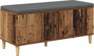 Obrázek produktu pro vidaXL Lavice do předsíně s polštářem a úložným prostorem z regenerovaného dřeva 60 x 38 x 46 cm