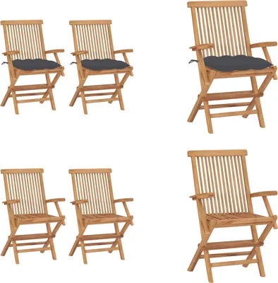 Produktbild von vidaXL Gartenstühle mit Anthrazit Kissen 2 Stk. Massivholz Teak - Gartenstuhl - Gartenstühle - Gartenstuhl Holz - Gartenstuhl Massivholz