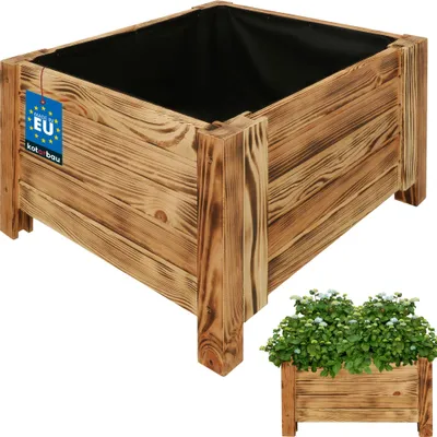 Produktbild von KOTARBAU® Blumenkasten 50x50x30cm Pflanzkasten mit Vlies Pflanzkübel groß außen Balkon Sichtschutz Blumenkästen Blumenkübel aus Kiefernholz Rustikal