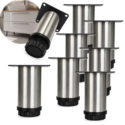 Produktbild von HOOZ® Möbelfüße Edelstahl 80 mm 8er Set [HÖHENVERSTELLBAR] Möbelbeine Schrankfüße für Kommode TV-Board Regal bis 30 kg