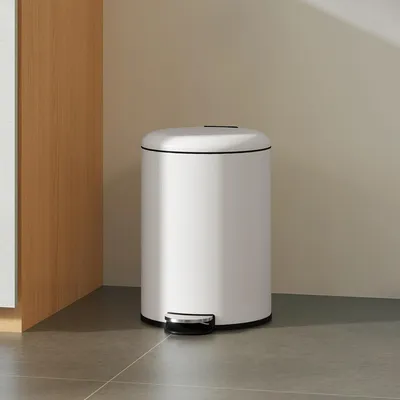 Produktbild von SUGIFT Treteimer Softclose, Mülleimer 20L mit Pedal, Abfalleimer fingerabdrucksicher, Cremeweiß  |  Metall mit Kunststoff-Inneneimer  |  36 x 30 x 44,5 cm