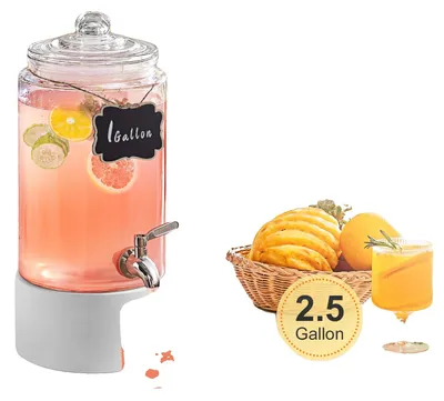 Image de Distributeur de boissons VEVOR, 11 L x 2 Distributeur de boissons pour fêtes, distributeur de jus de fruits en plastique avec couvercle de robinet à pied, distributeur d'eau pour thé glacé-limonade, pour restaurants, hôtels, fêtes
