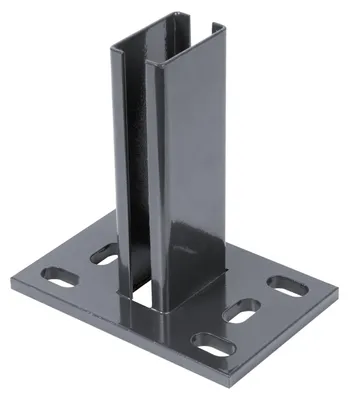 Image de Alberts 686086 Support de poteau pour clôture à double fil, à visser, galvanisé à chaud, revêtement plastique anthracite RAL 7016, plaque 150 x 100 mm, pour poteaux 60 x 40 mm