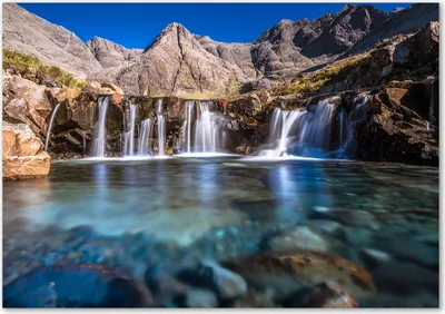 Produktbild von Tulup® Leinwandbild - 100x70 cm - Wandkunst - Drucke auf Leinwand - Leinwanddruck  - Landschaften - Blau - Wasserfall Berge