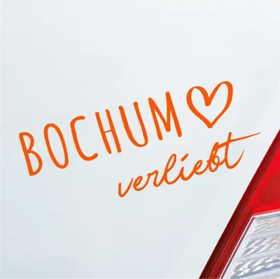 Produktbild von Auto Aufkleber Bochum verliebt Herz Stadt Heimat Liebe Car 19x8 cm Orange Sticker Heckscheibenaufkleber