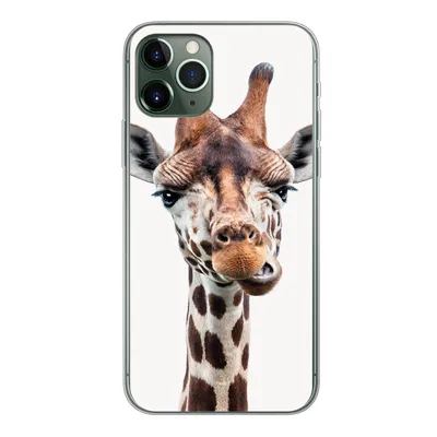 Produktbild von MuchoWow® Handyhülle Schutzhülle Hülle für iPhone 11 Pro Jungen - Giraffe - Tiere - Kopf - Porträt - Kind - Mädchen Silikon Softcase Handy Hülle - Handy