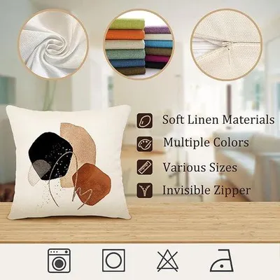 Produktbild von Famanu Kissenhülle 50x50 cm - Baumwolle und Leinen, Boho-Style