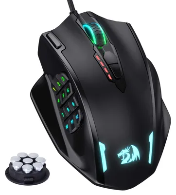 Produktbild von Redragon M908 Impact RGB LED MMO Maus mit Seitentasten, optische kabelgebundene Gaming-Maus mit 12.400DPI, hohe Präzision, 20 programmierbare Maustasten