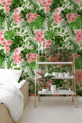 Produktbild von Coloray Fototapete 360x250 cm An Einer Wand Latex Latextapete - Helle Hawaii verlässt floral