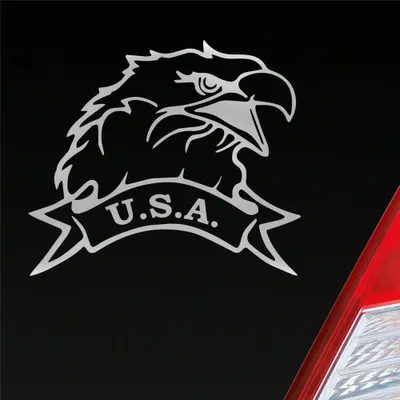 Produktbild von Auto Aufkleber USA Adler Eagle U.S.A. Amerika Tuning 12x10 cm Silber Sticker Heckscheibenaufkleber
