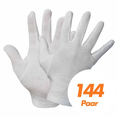 Produktbild von NITRAS Baumwoll Trikot-Handschuhe 531x - Unterziehhandschuhe weiß, Handschuhe fusselfrei - VPE 144 Paar Größe:11