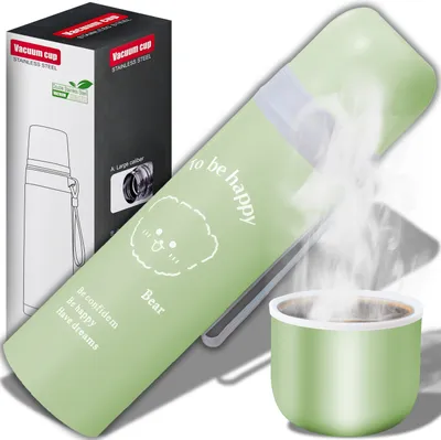 Produktbild von Thermosflasche Thermoskanne Isolierkanne Isolierflasche Kaffeekanne Kaffee Teekanne Tee 0.5L Liter Thermo Kanne Getränkespender Edelstahl Grün Retoo